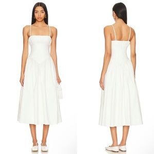 Majorelle Austin Dropwaist Cotton Poplin Midi Dress In Soft White